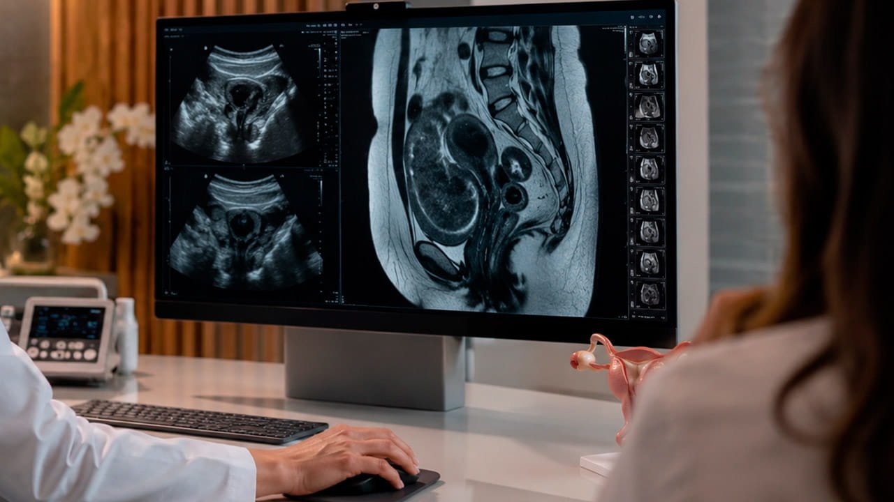 Ultrassom ou ressonância para endometriose durante avaliação especializada para diagnóstico da doença